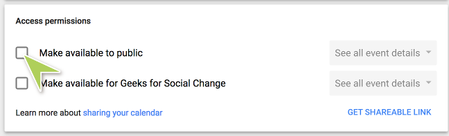 Setting a calendar to be available to the public
